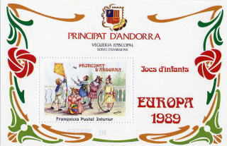 アンドラ公国のコマの切手シート