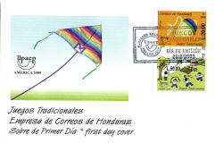 ホンジュラスのコマの切手の初日カバー